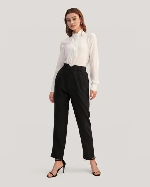 Lilysilk Women Tucked Tapered Silk Pants Women Essentials