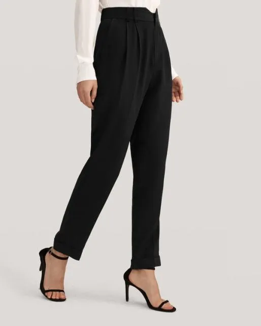 Lilysilk Women Tucked Tapered Silk Pants Women Essentials