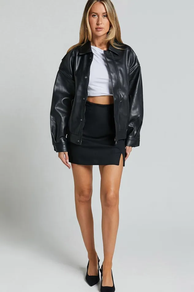 Lioness 8211 Kenny Bomber Jacket In Jet Black Women Showpo Jackets and Coats