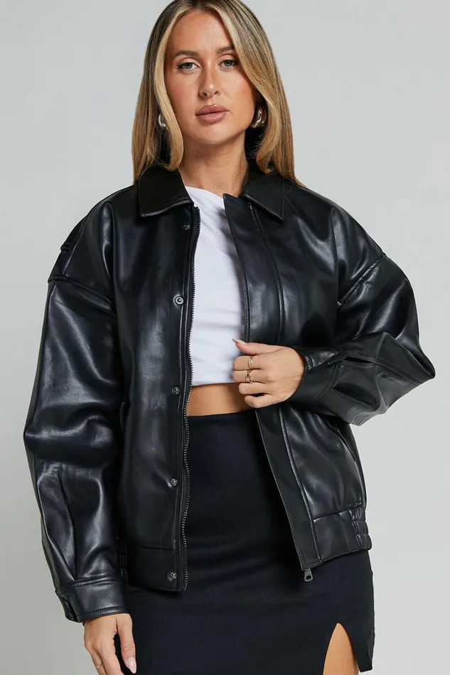 Lioness 8211 Kenny Bomber Jacket In Jet Black Women Showpo Jackets and Coats