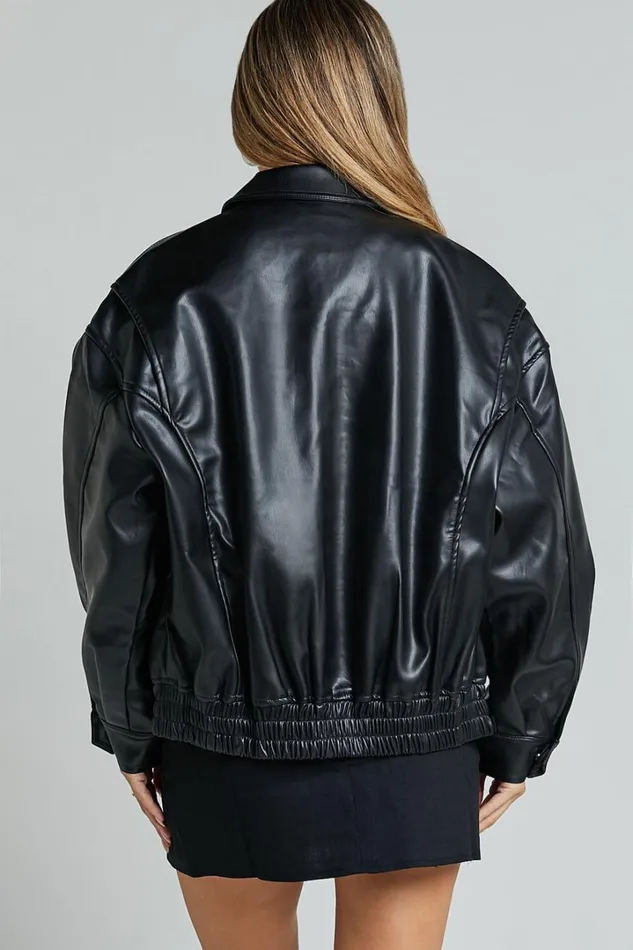 Lioness 8211 Kenny Bomber Jacket In Jet Black Women Showpo Jackets and Coats