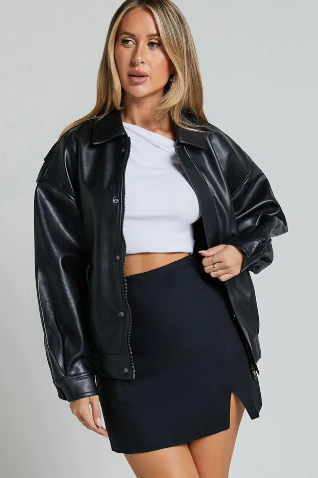 Lioness 8211 Kenny Bomber Jacket In Jet Black Women Showpo Jackets and Coats