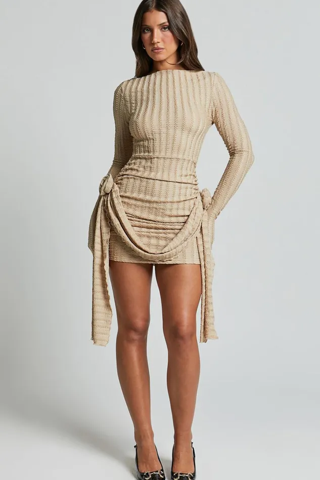 Lioness 8211 The Glory Mini Dress In Beige Women Showpo Dresses