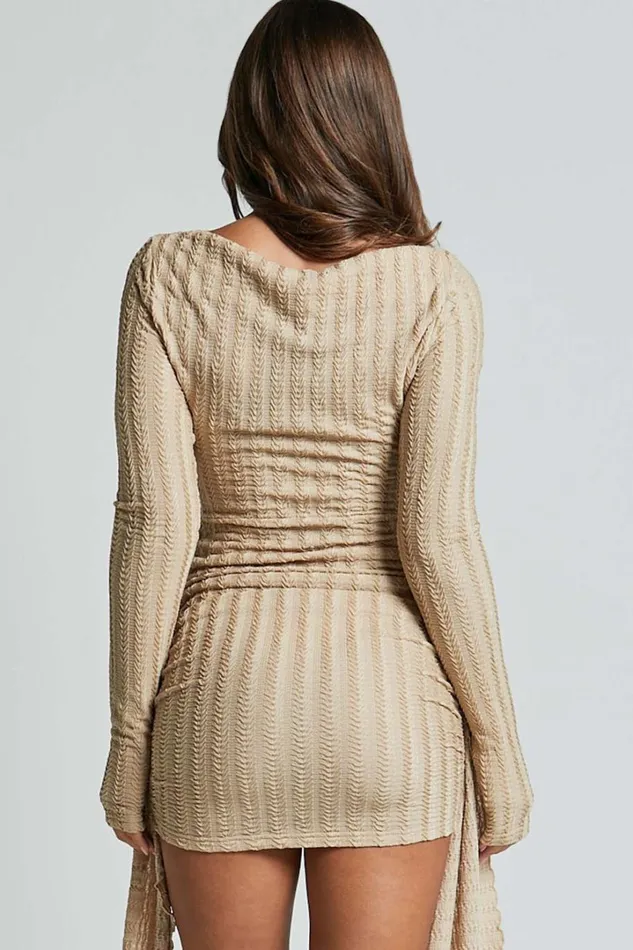 Lioness 8211 The Glory Mini Dress In Beige Women Showpo Dresses