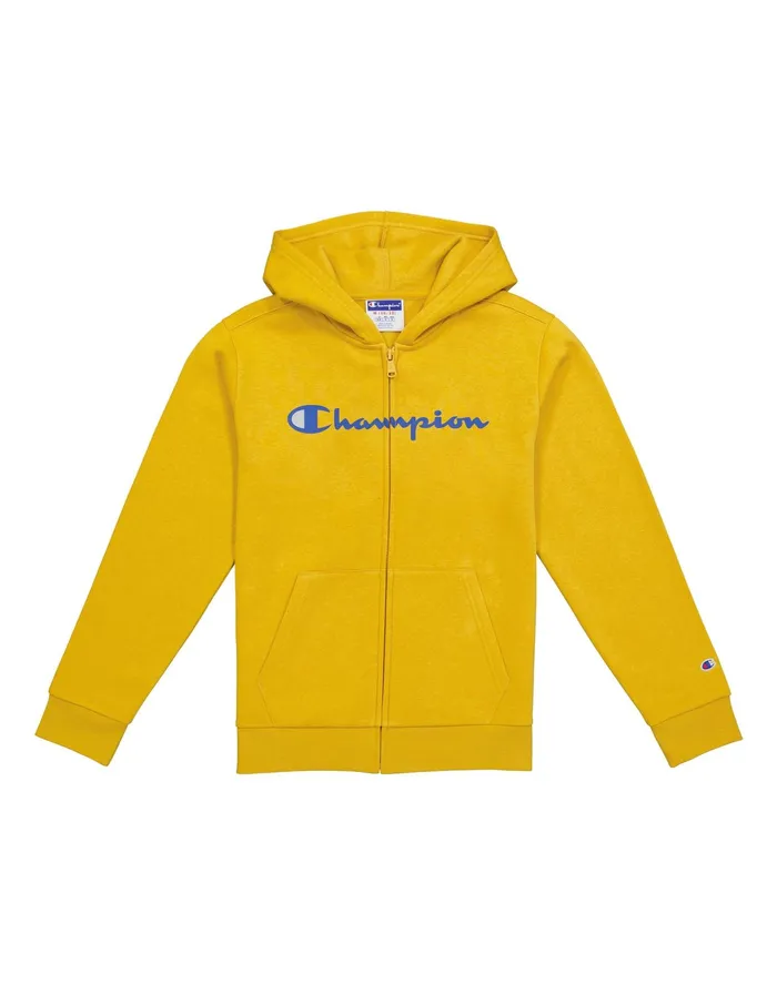 Little Kids039 Powerblend FullZip Hoodie Classic Script Logo Royal Gold Kids Champion Hoodies and Sweatshirts
