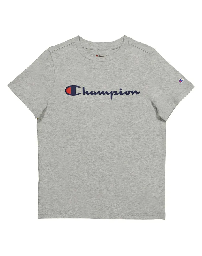 Little Kids039 ShortSleeve TShirt Script Logo Oxford Grey Heather Kids Champion TShirts