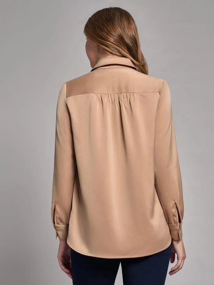 Long Sleeve Collared Popover Blouse Jasper Crepe Women Jones New York Tops and Blouses Long Sleeve Collared Popover Blouse Jasper Crepe Women Jones New York Tops and Blouses