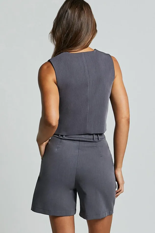 Lorcan Vest 8211 Tailored Vest In Charcoal Women Showpo Tops