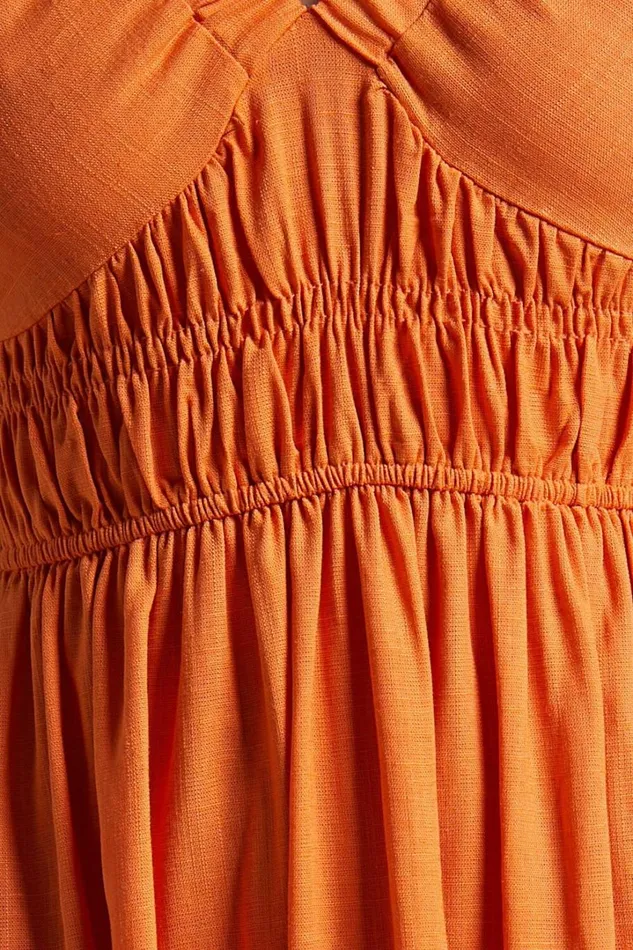Lorella Midi Dress 8211 Puff Sleeve Plunge Neck Dress In Orange Women Showpo Dresses Lorella Midi Dress 8211 Puff Sleeve Plunge Neck Dress In Orange Women Showpo Dresses