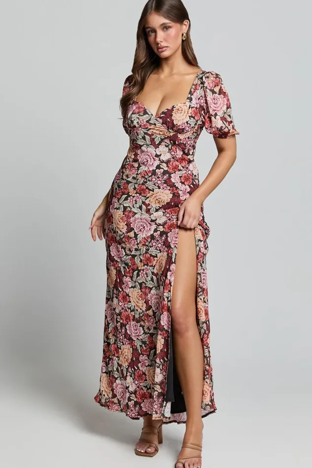 Lorie Maxi Dress 8211 Short Sleeve Cut Out Tie Back Dress In Boheme Floral Women Showpo Curve Clothes