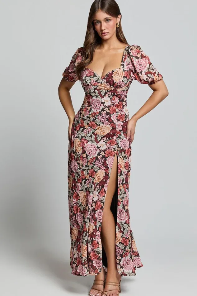 Lorie Maxi Dress 8211 Short Sleeve Cut Out Tie Back Dress In Boheme Floral Women Showpo Curve Clothes