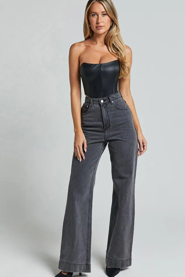 Lorrin Corset 8211 Faux Leather Cropped Corset In Black Women Showpo Curve Clothes