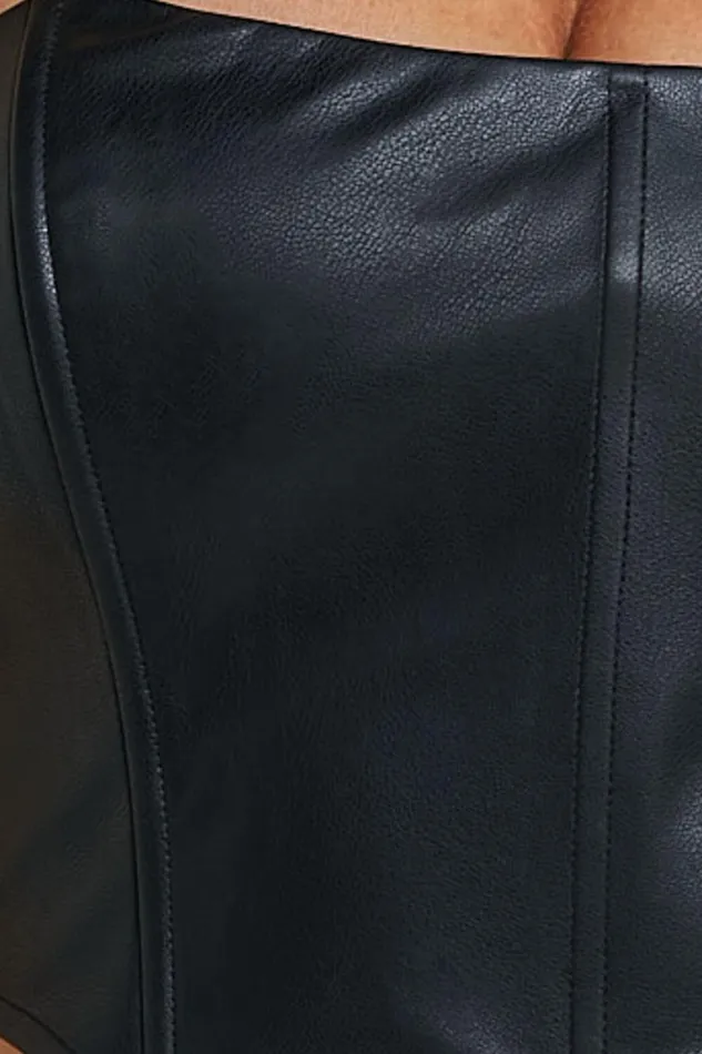 Lorrin Corset 8211 Faux Leather Cropped Corset In Black Women Showpo Curve Clothes