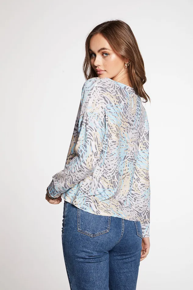 Loungewear Chaser Brand Womens Cozy Knit Cropped Long Sleeve Drop Shoulder Hi Lo V Neck Pullover