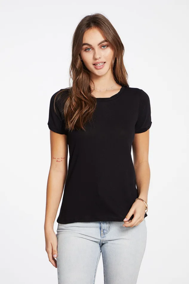 Loungewear Chaser Brand Womens Gauzy Cotton Rolled Short Sleeve Hi Lo Twisted Rolled Tee