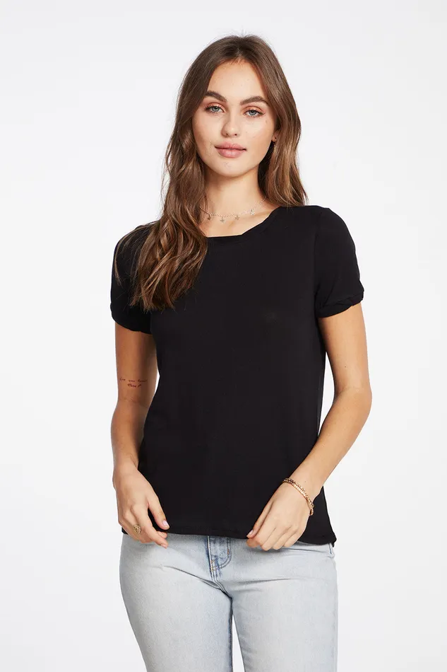 Loungewear Chaser Brand Womens Gauzy Cotton Rolled Short Sleeve Hi Lo Twisted Rolled Tee
