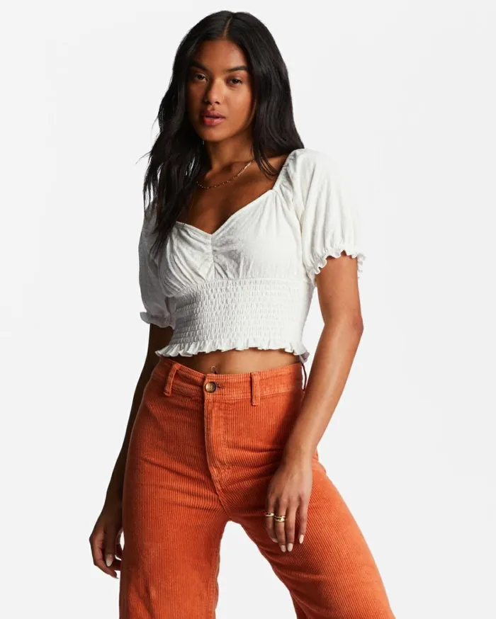 Love Song Puff Sleeve Top Salt Crystal Women Billabong Tops