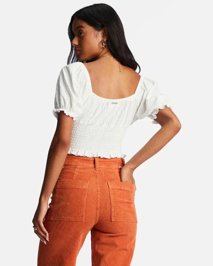 Love Song Puff Sleeve Top Salt Crystal Women Billabong Tops
