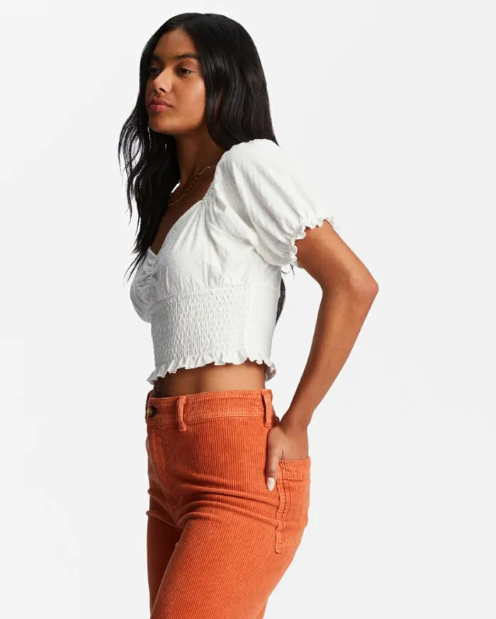 Love Song Puff Sleeve Top Salt Crystal Women Billabong Tops