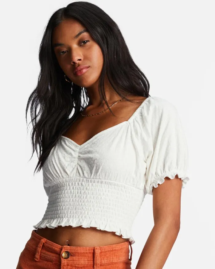 Love Song Puff Sleeve Top Salt Crystal Women Billabong Tops