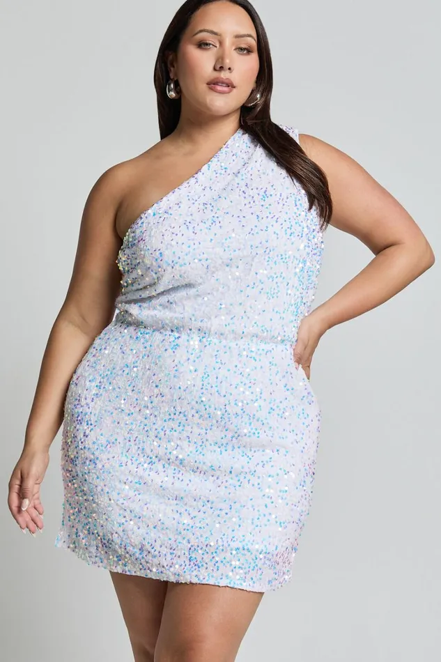 Lucy Mini Dress 8211 One Shoulder Sequin Mini Dress In White Women Showpo Dresses