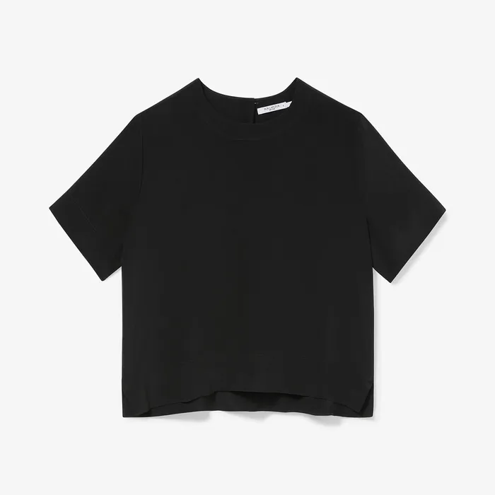 M M LaFleur Tops Women The Annika Tee 8211 Washable Silk Black