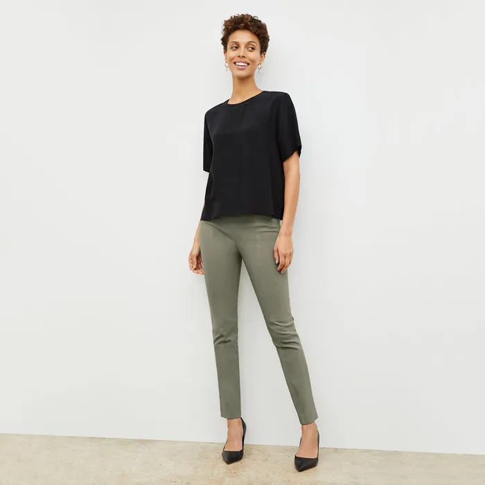 M M LaFleur Tops Women The Annika Tee 8211 Washable Silk Black