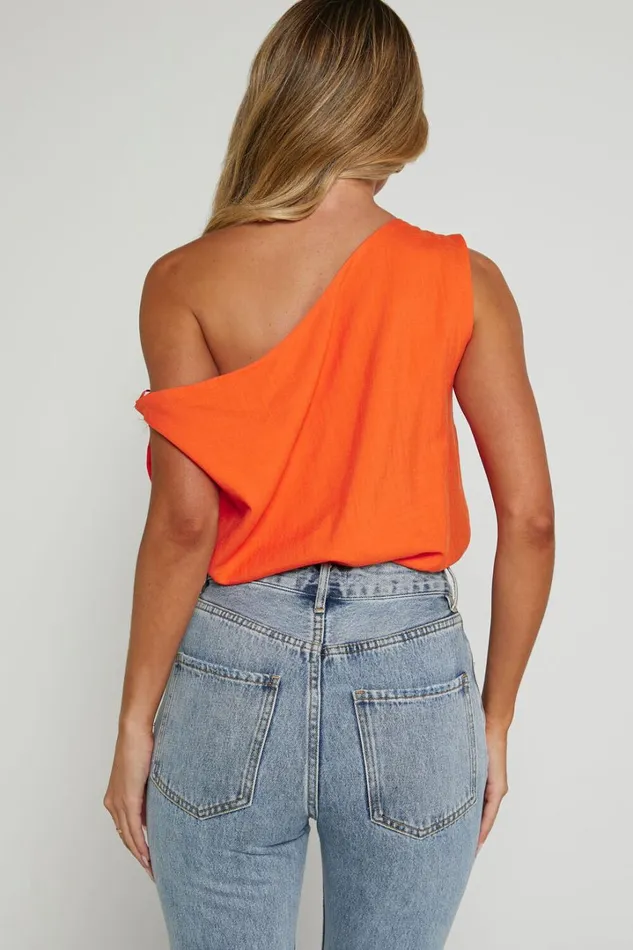 Mabel Bodysuit 8211 Asymmetrical Neckline One Shoulder In Orange Women Showpo Curve Clothes