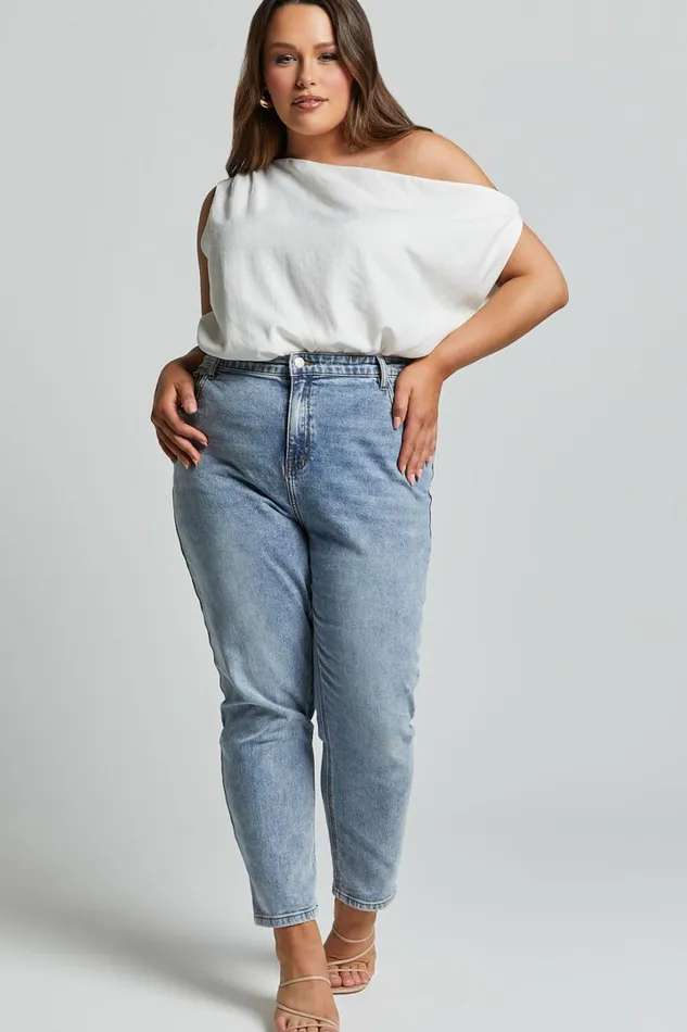 Mabel Bodysuit 8211 Asymmetrical Neckline One Shoulder In White Women Showpo Tops