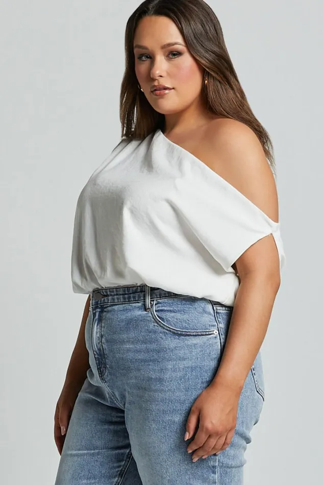 Mabel Bodysuit 8211 Asymmetrical Neckline One Shoulder In White Women Showpo Tops