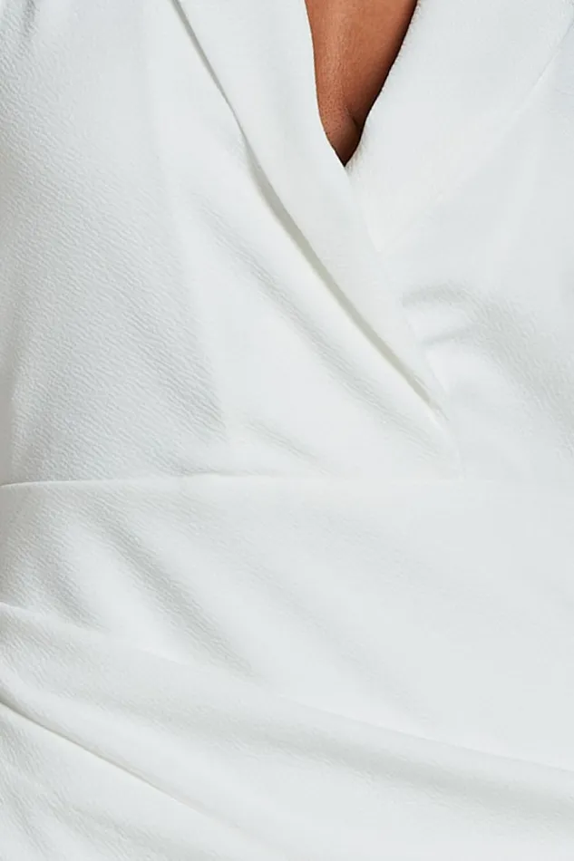 Marielyn Mini Dress 8211 Collared Sleeveless Draped Dress In White Women Showpo Dresses