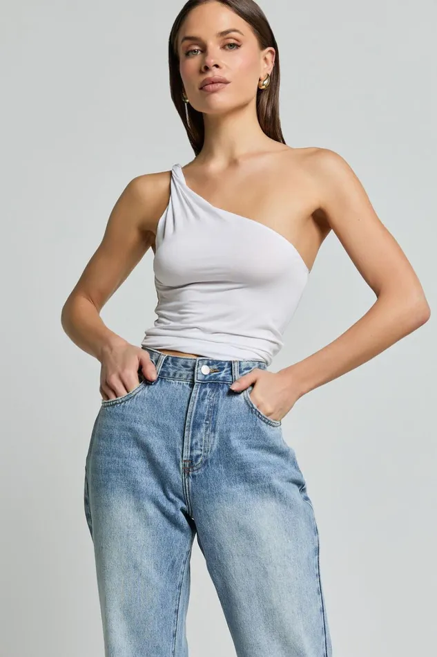 Marinette Top 8211 Twisted One Shoulder Top In White Women Showpo Basics