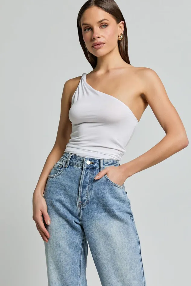 Marinette Top 8211 Twisted One Shoulder Top In White Women Showpo Basics