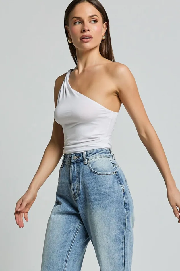 Marinette Top 8211 Twisted One Shoulder Top In White Women Showpo Basics