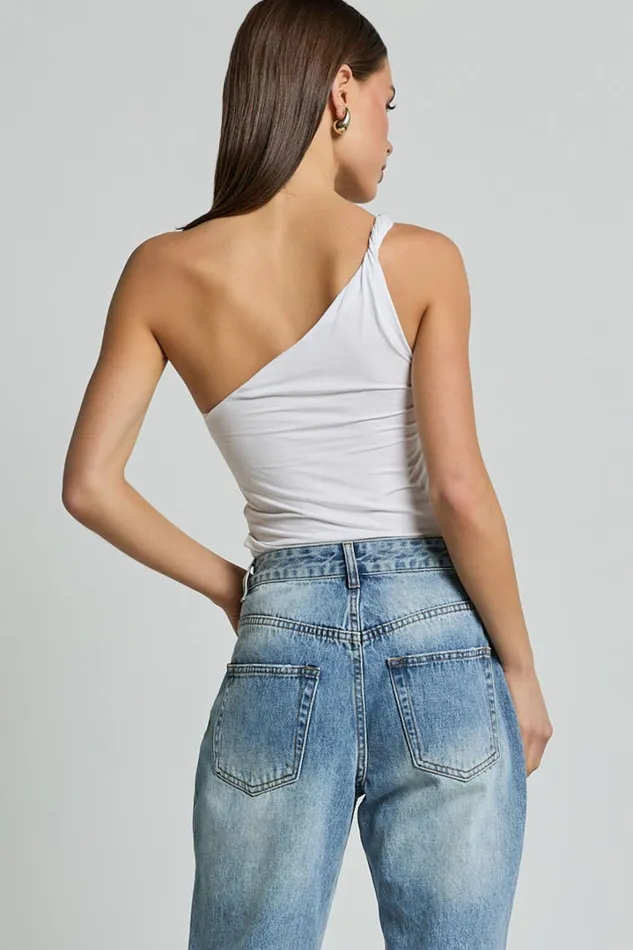 Marinette Top 8211 Twisted One Shoulder Top In White Women Showpo Basics