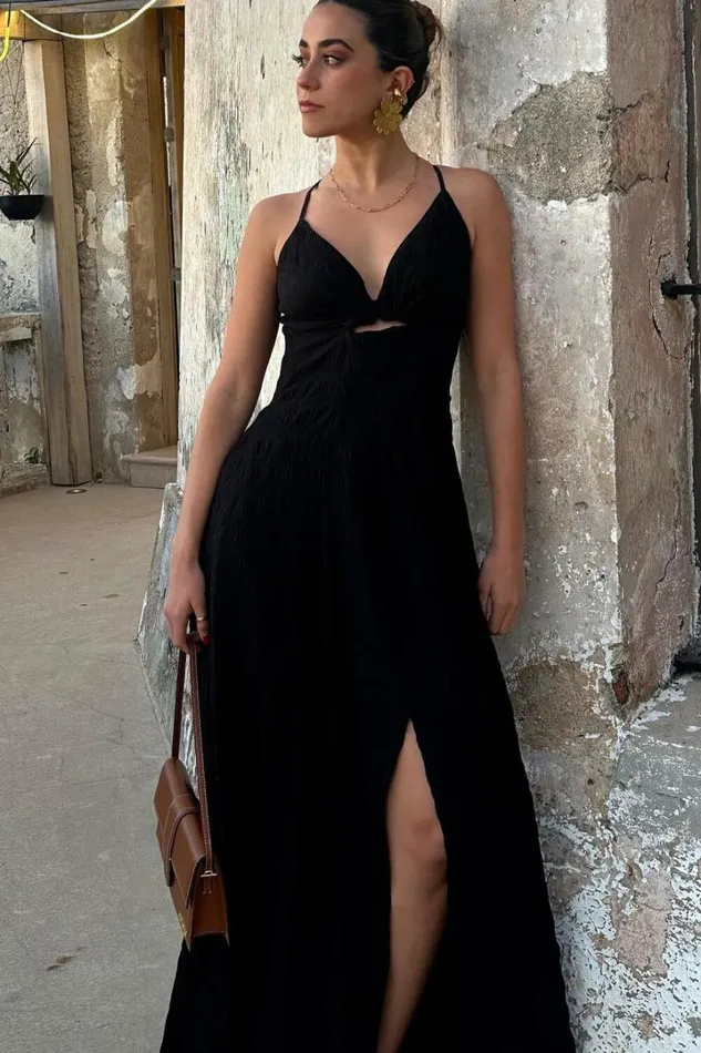 Marisse Maxi Dress 8211 Cut Out Front Split Cross Back Textured Dress In Black Women Showpo Dresses Marisse Maxi Dress 8211 Cut Out Front Split Cross Back Textured Dress In Black Women Showpo Dresses