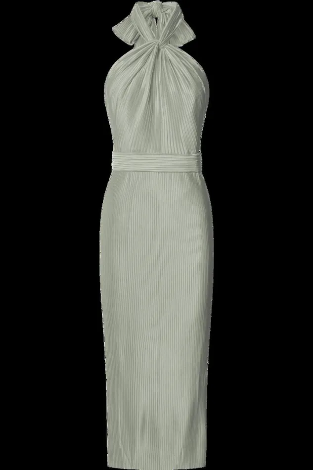 Marlette Midi Dress 8211 Pleated Open Back Halter Dress In Sage Women Showpo Curve Clothes