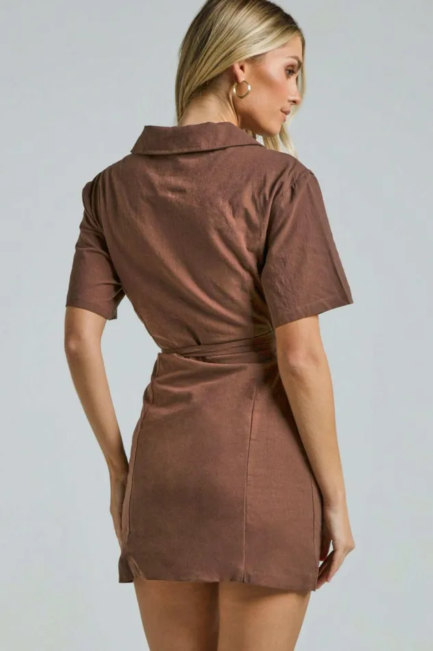 Marsha Mini Dress 8211 Cut Out Short Sleeve Dress In Chocolate Women Showpo Curve Clothes