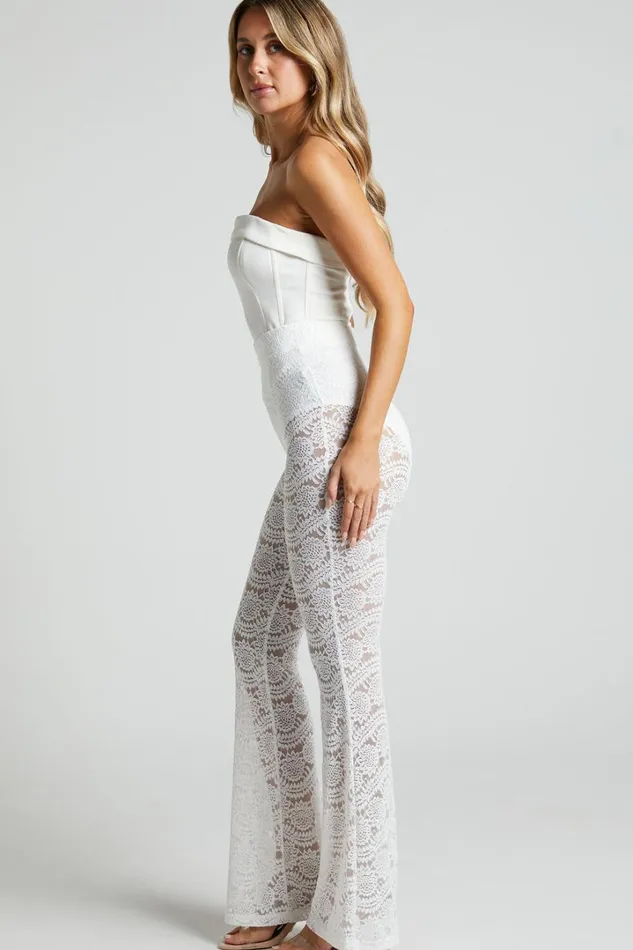 Mehca Pants 8211 High Waisted Lace Flared Pant In White Women Showpo Pants