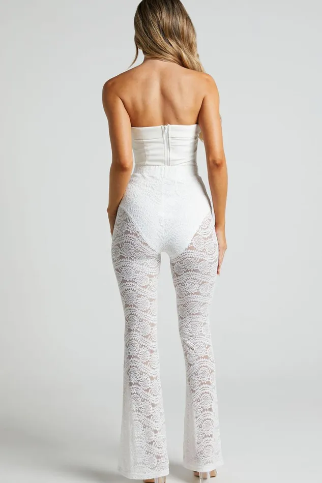 Mehca Pants 8211 High Waisted Lace Flared Pant In White Women Showpo Pants