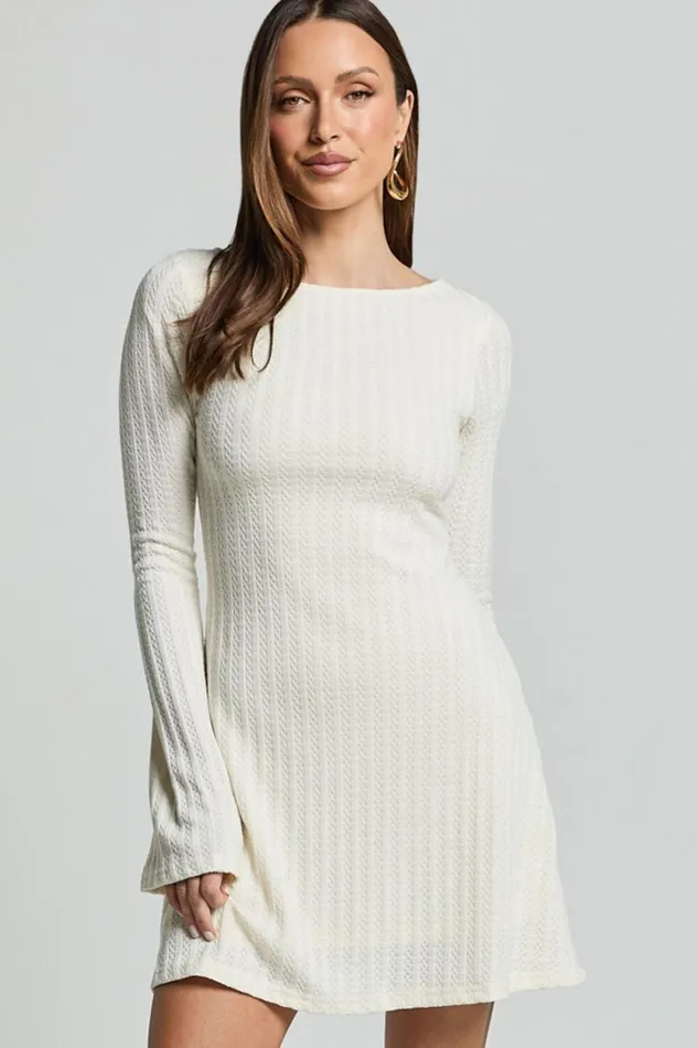 Melissa Mini Dress 8211 Flared Long Sleeve A Line Dress In Off White Women Showpo Dresses Melissa Mini Dress 8211 Flared Long Sleeve A Line Dress In Off White Women Showpo Dresses