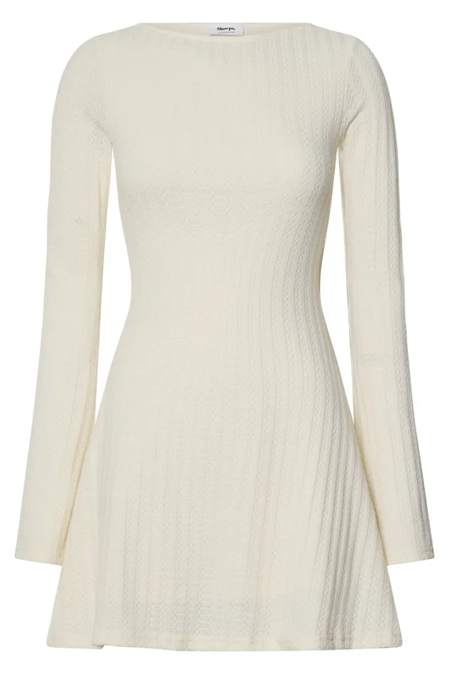 Melissa Mini Dress 8211 Flared Long Sleeve A Line Dress In Off White Women Showpo Dresses