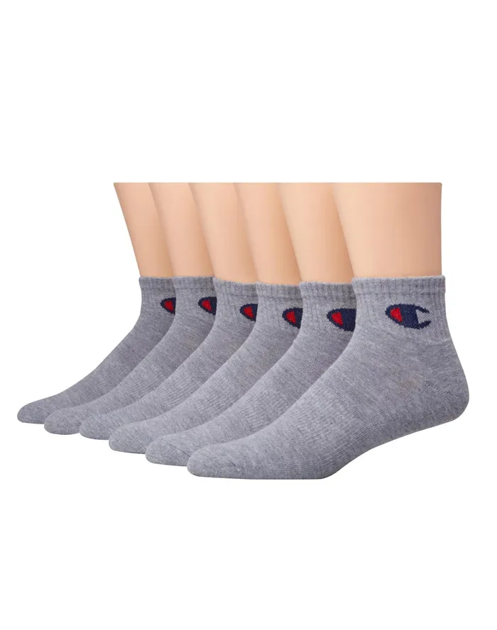 Men039S Ankle Socks 6Pairs Heather Grey Men Champion Socks