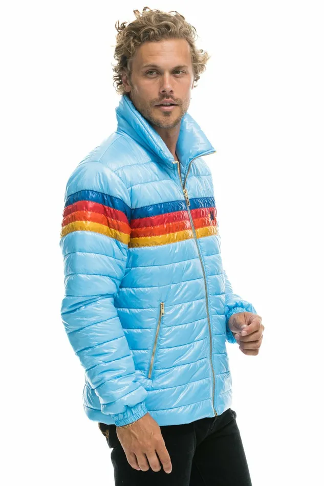 Men 4 STRIPE TRAVELER JACKET 8211 GLOSSY SKY Aviator Nation Outerwear Men 4 STRIPE TRAVELER JACKET 8211 GLOSSY SKY Aviator Nation Outerwear