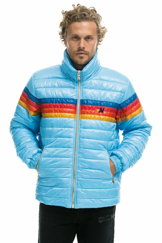 Men 4 STRIPE TRAVELER JACKET 8211 GLOSSY SKY Aviator Nation Outerwear Men 4 STRIPE TRAVELER JACKET 8211 GLOSSY SKY Aviator Nation Outerwear