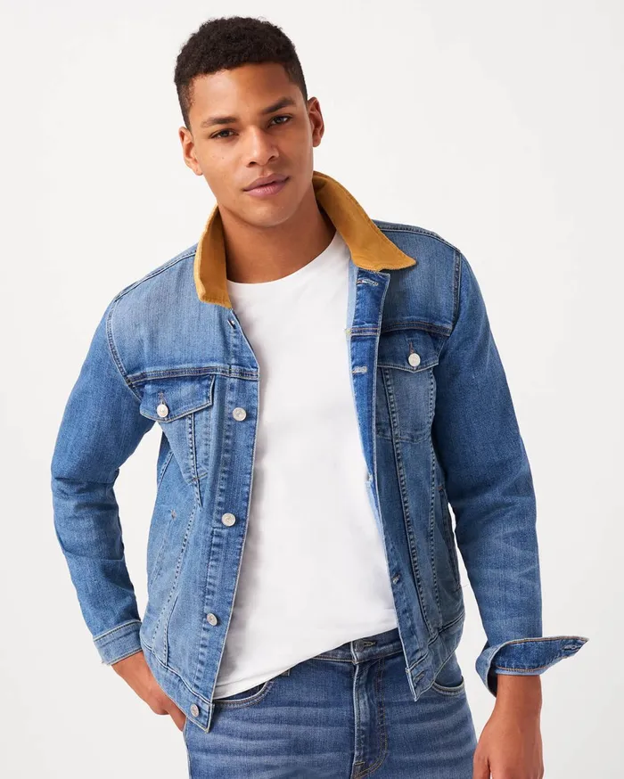 Men 7 For All Mankind Jackets 038 Coats Trucker Jacket With Contrast Collar In Mastermind Men 7 For All Mankind Jackets 038 Coats Trucker Jacket With Contrast Collar In Mastermind