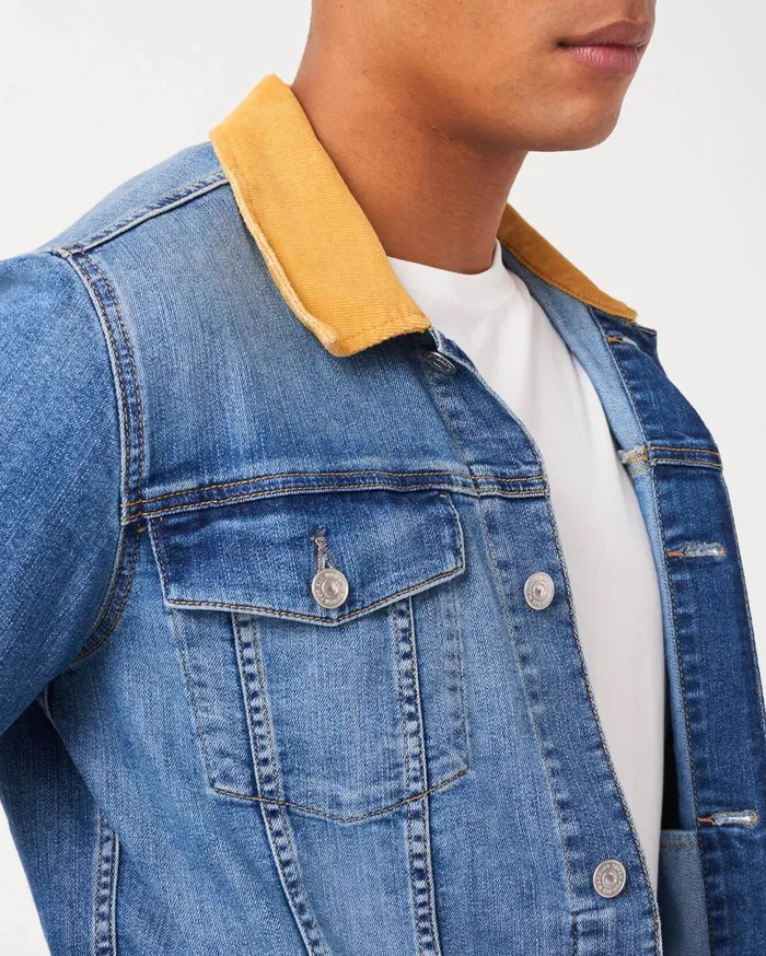 Men 7 For All Mankind Jackets 038 Coats Trucker Jacket With Contrast Collar In Mastermind