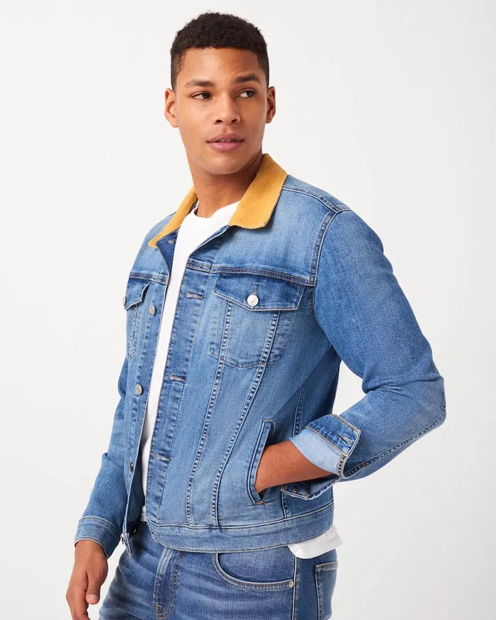 Men 7 For All Mankind Jackets 038 Coats Trucker Jacket With Contrast Collar In Mastermind