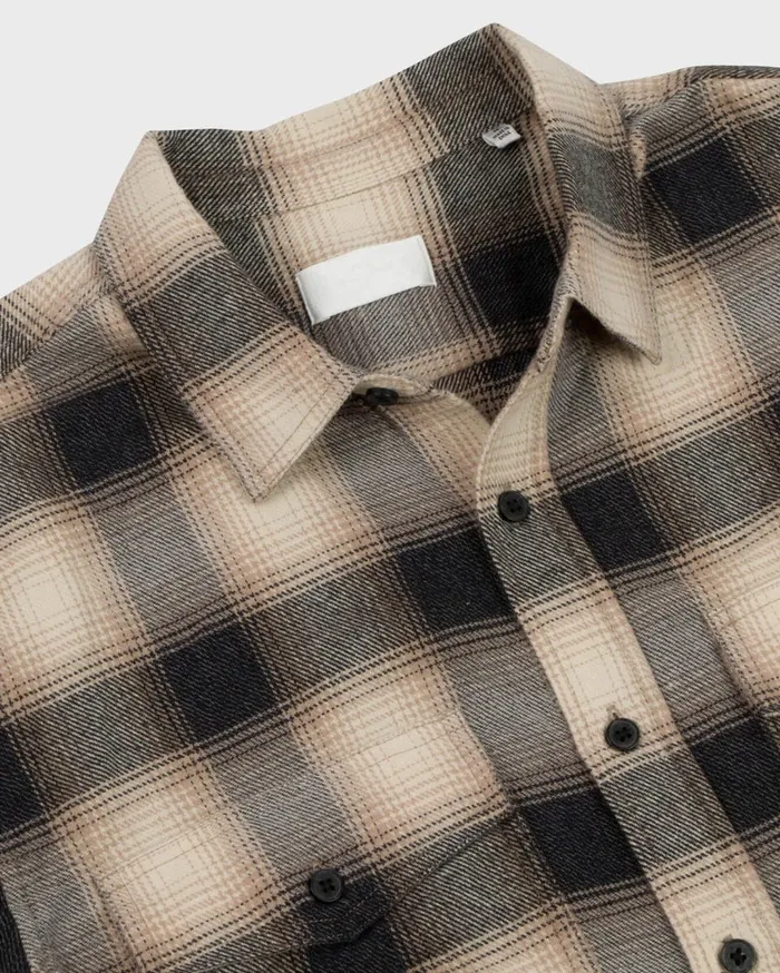 Men 7 For All Mankind Shirts Double Pocket Shirt In Black Rust Plaid