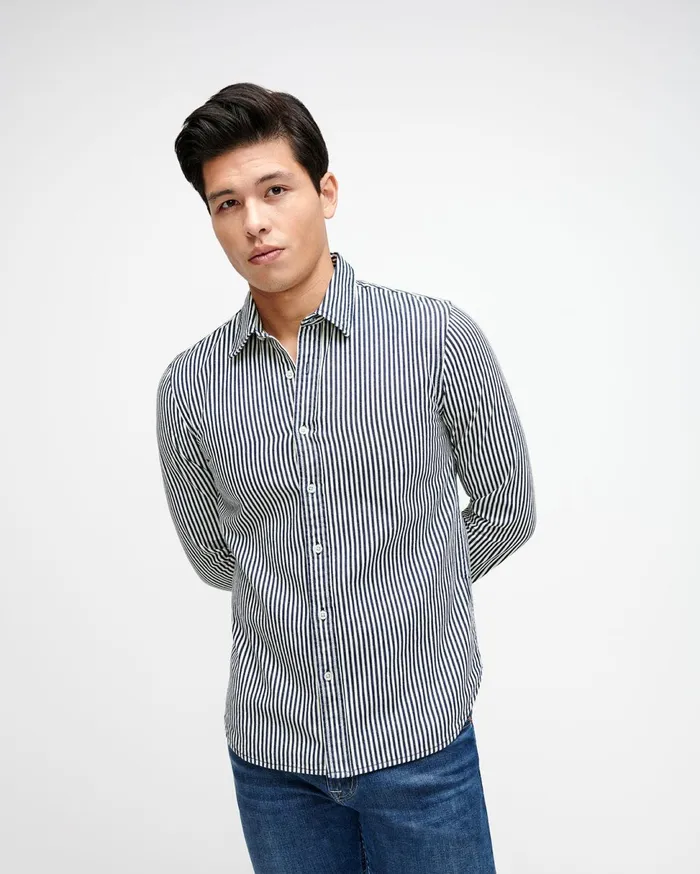 Men 7 For All Mankind Shirts Utilitarian Button Down Shirt In Calico Stripe